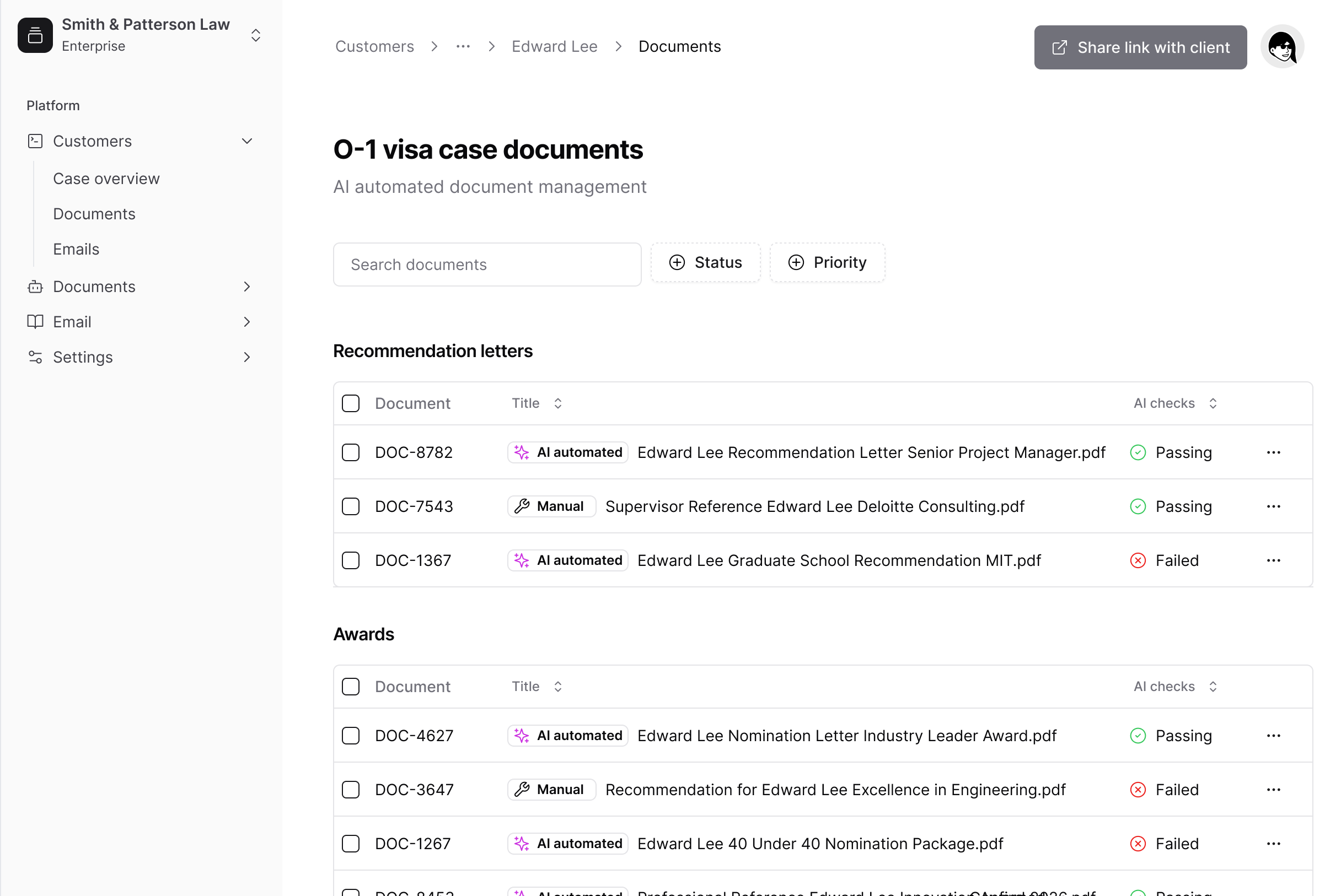 O-1 visa petition preparation with AI